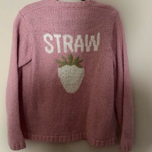 Kawaii Strawberry Knit Japanese Beaded Cardigan Sweater w/3 buttons | size M/L